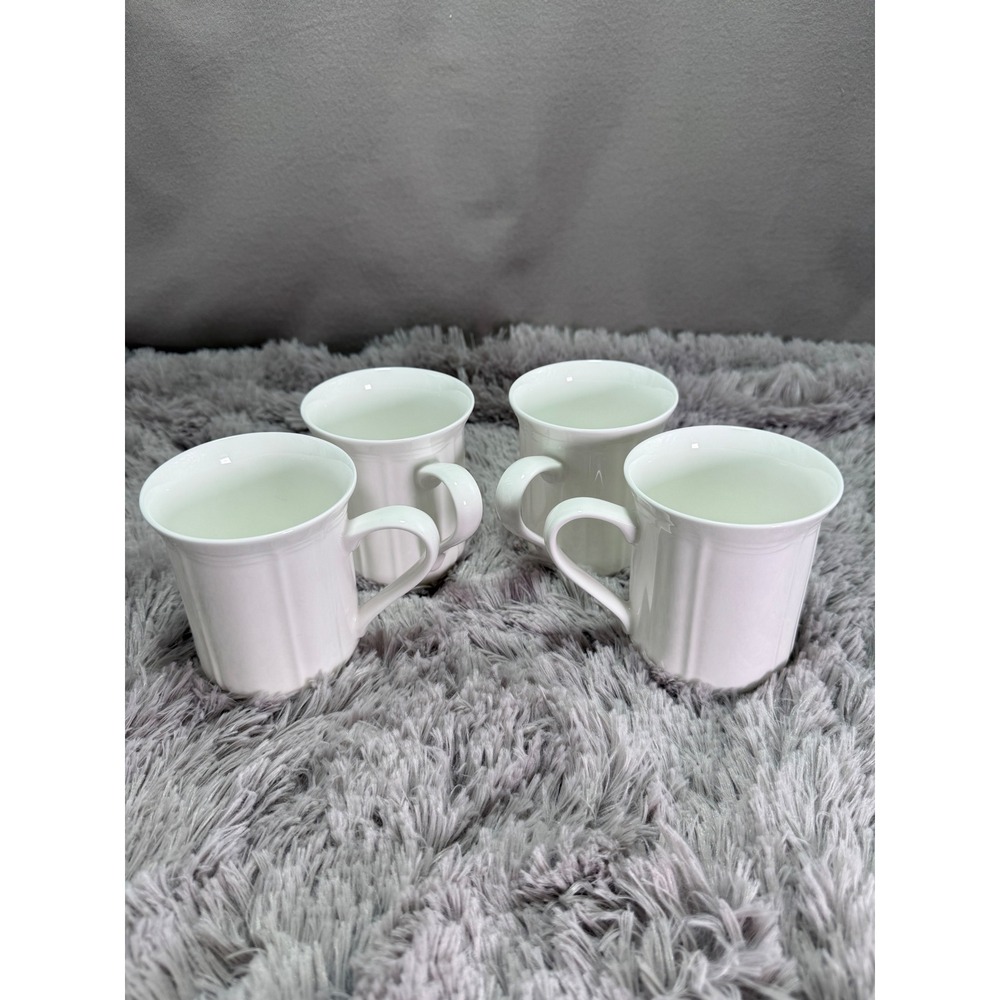 4- Mikasa Antique White Tall Coffee Cappuccino Mugs Bone China 12oz Discontinued